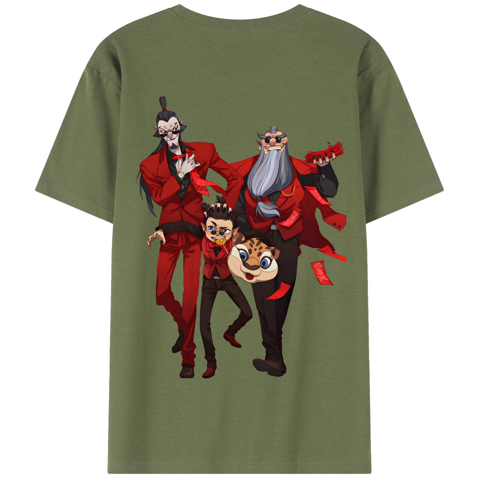 （画像用） Ne Zha 2 ナタ 魔童の大暴れ 綿100％半袖Tシャツ（背面プリント）